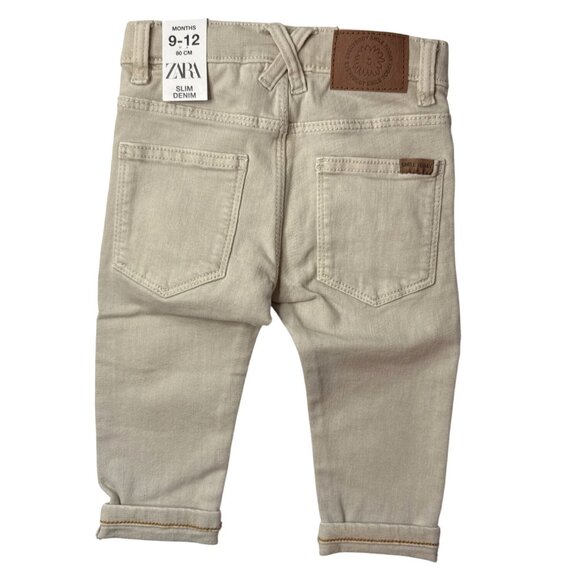 NWT Zara Baby Beige Slim Denim Jeans 9-12 Months Casual Fall Winter Unisex - Picture 2 of 5